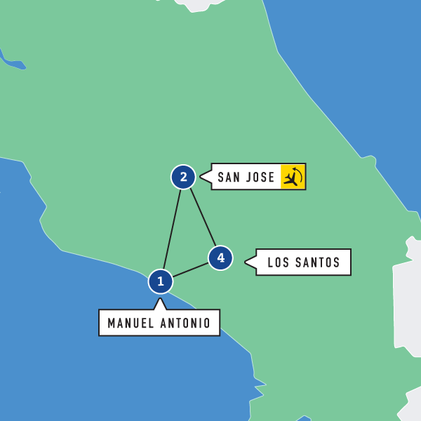 Map of Costa Rica: WorldStrides Volunteer Tour