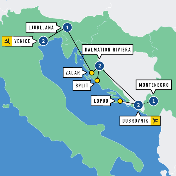 Map of Italy and Croatia