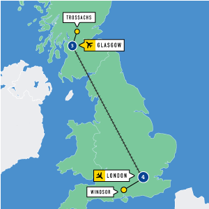 Map of The British Soccer Experience: London and Glasgow