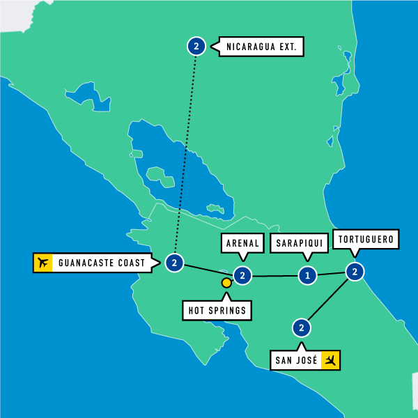 Map of Tortuguero and Beyond