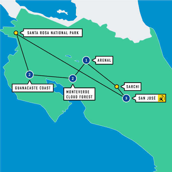 Map of STEM Costa Rica: Tropical Ecosystems