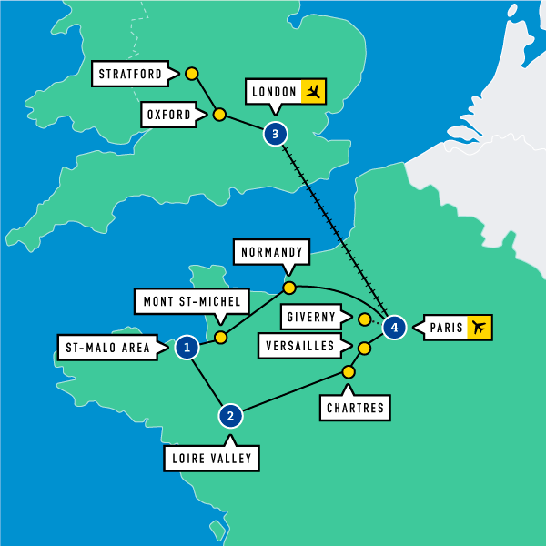 Map of The Thames to the Loire