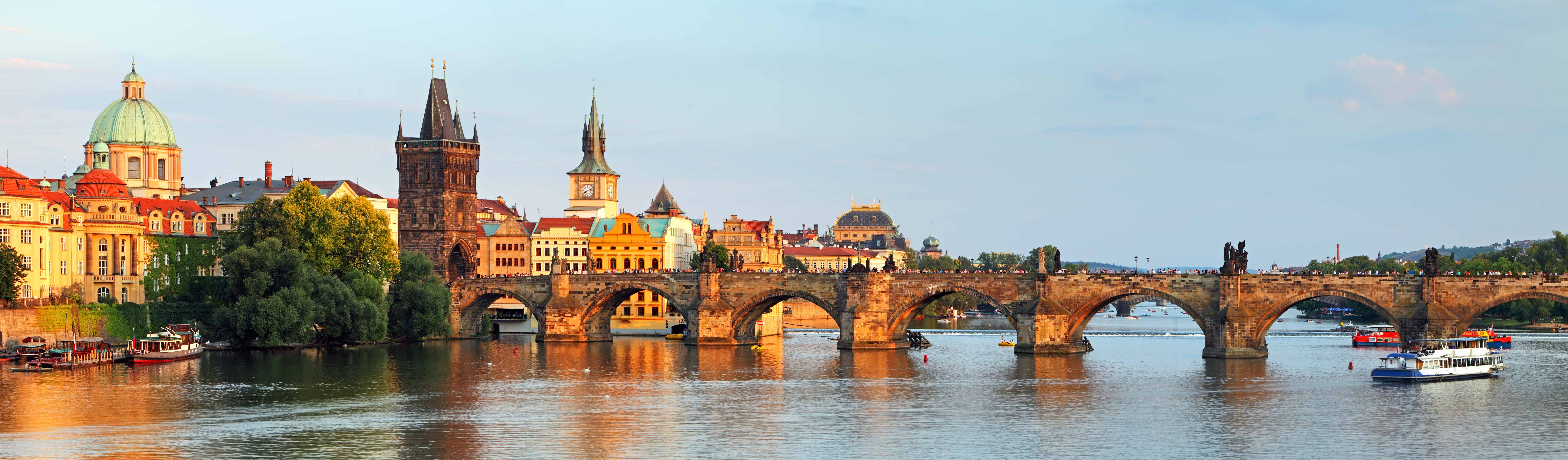 Narrow Charles Bridge Prague Czech Republic