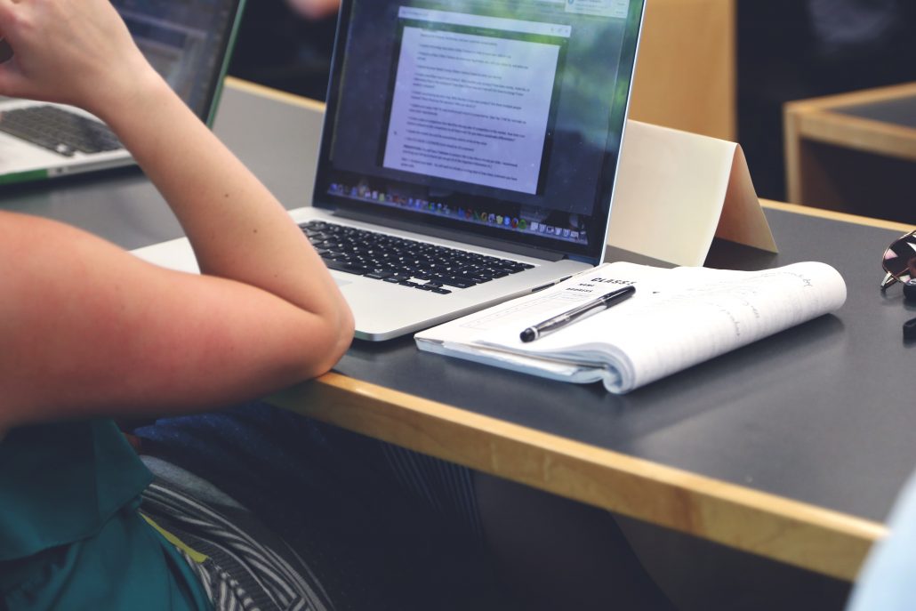 Laptop in classroom Micro-writing